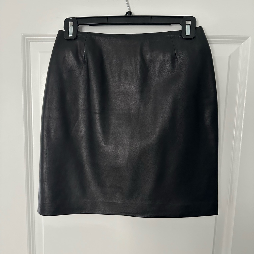 Anthropologie Black Leather Skirt